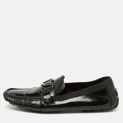 Pre-owned Louis Vuitton Black Patent Leather Monte Carlo Loafers Size 44.5