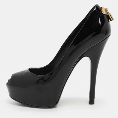 Pre-owned Louis Vuitton Black Patent Leather Oh Really! Platform Pumps Size 38