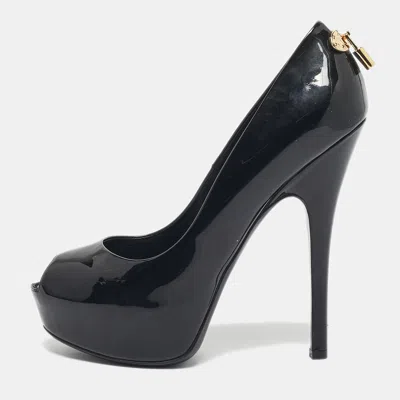 Pre-owned Louis Vuitton Black Patent Leather Oh Really! Platform Pumps Size 39.5