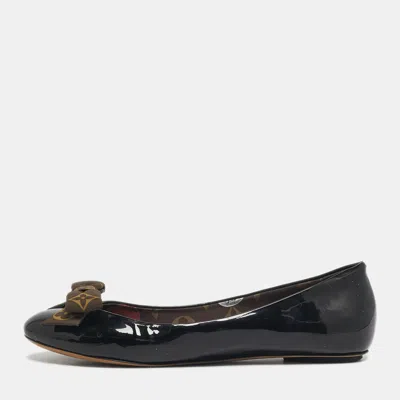 Pre-owned Louis Vuitton Black Patent Leather Popi Ballet Flats Size 38.5