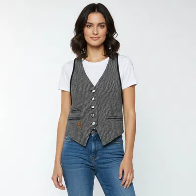 Pre-owned Louis Vuitton Black Patterned Wool Blend V-neck Vest L