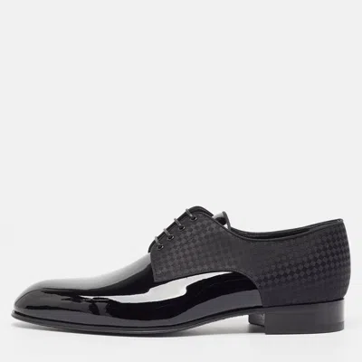 Pre-owned Louis Vuitton Black Petit Damier Fabric And Patent Leather Solferino Derby Size 41