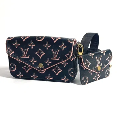 Pre-owned Louis Vuitton Black Pink Coated Canvas Pochette Shoulder Bag () In Multi