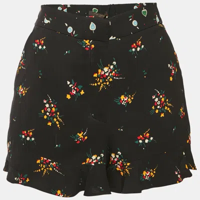 Pre-owned Louis Vuitton Black Printed Crepe Ruffled Shorts M