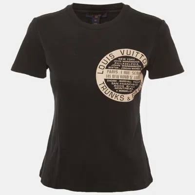Pre-owned Louis Vuitton Black Printed Jersey Crew Neck T-shirt Xs