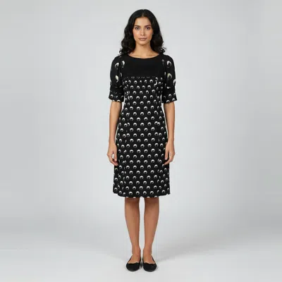 Pre-owned Louis Vuitton Black Printed Silk & Cashmere Paneled Shift Dress M