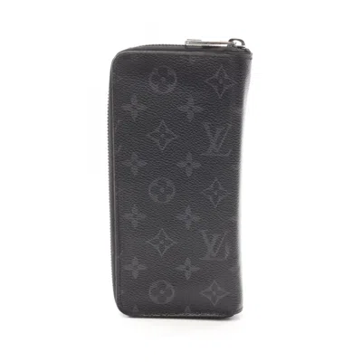 Pre-owned Louis Vuitton Black Pvc Coated Canvas Leather Long Wallet (bi-fold) ()