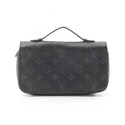 Pre-owned Louis Vuitton Black Pvc Coated Canvas Leather Long Wallet (bi-fold) ()