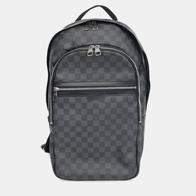 Pre-owned Louis Vuitton Black Pvc Graphite Michael Backpack