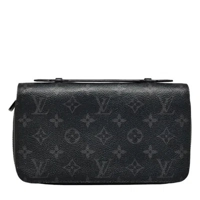Pre-owned Louis Vuitton Black Pvc Leather Long Wallet (bi-fold) ()