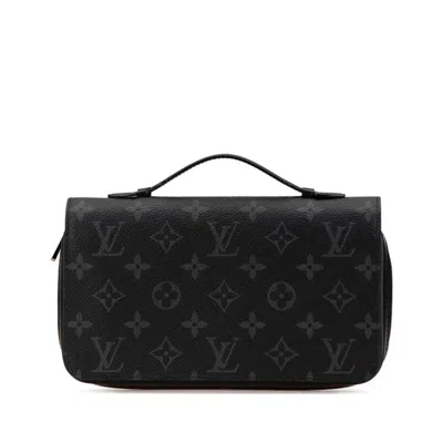 Pre-owned Louis Vuitton Black Pvc Leather Long Wallet (bi-fold) ()