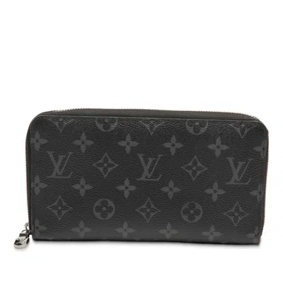 Pre-owned Louis Vuitton Black Pvc Leather Long Wallet (bi-fold) ()