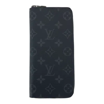 Pre-owned Louis Vuitton Black Pvc Long Wallet (bi-fold) ()