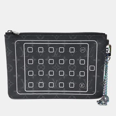 Pre-owned Louis Vuitton Black Pvc X Fragment Ipad Pouch