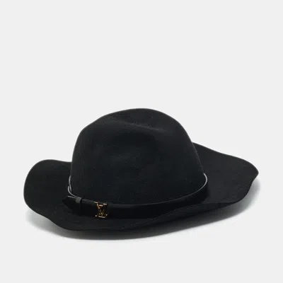 Pre-owned Louis Vuitton Black Rabbit Felt In Love Fedora Hat M
