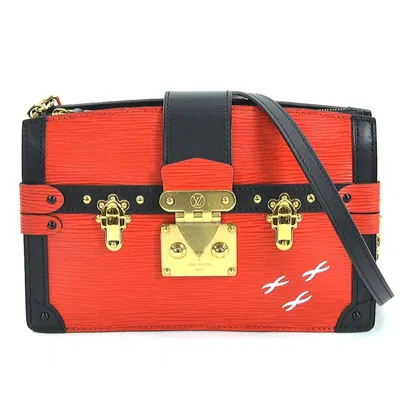 Pre-owned Louis Vuitton Black Red Color Epi Leather Clutch Bag Shoulder Bag () In Black, Red Color