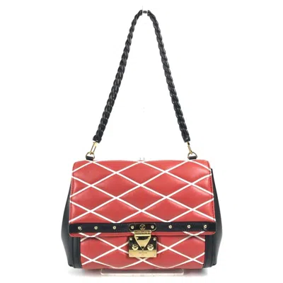 Pre-owned Louis Vuitton Black Red Color Leather Pochette Shoulder Bag ()