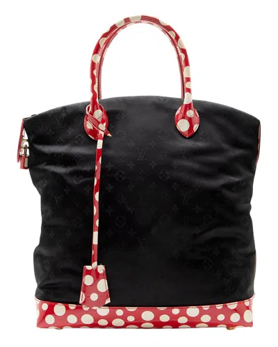 Pre-owned Louis Vuitton Black, Red, White Nylon, Vernis Leather Infinity Dots Lockit Mm  (authentic Pre-loved)