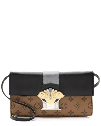 Pre-owned Louis Vuitton Black Reverse Monogram Column Pochette (authentic Pre-loved)