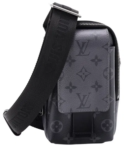 Pre-owned Louis Vuitton Black Reverse Monogram Eclipse Canvas Double Phone Pouch Nm  (authentic Pre-loved)