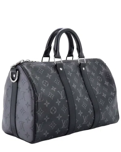Pre-owned Louis Vuitton Black Reverse Monogram Eclipse Canvas Keepall Bandouliere 35