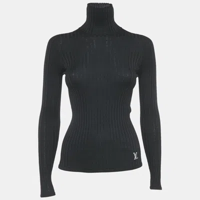 Pre-owned Louis Vuitton Black Rib Knit Turtleneck Pullover Xs