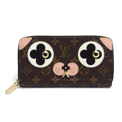 Pre-owned Louis Vuitton Black Rose Ballerine White Monogram Canvas Leather Metal Long Wallet (bi-fold) (pre-ow In Black, Rose Ballerine, White