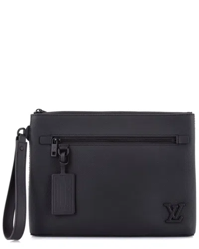 Pre-owned Louis Vuitton Black Sheep Leather Aerogram Ipad Pouch (authentic Pre-loved)