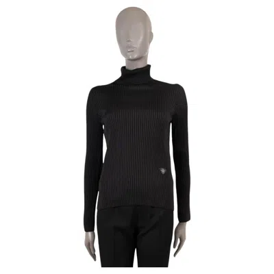 Pre-owned Louis Vuitton Black Silk 2017 Rib-knit Turtleneck Sweater M