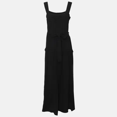 Pre-owned Louis Vuitton Black Silk Maxi Dress M