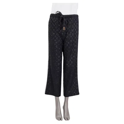 Pre-owned Louis Vuitton Black Silk Monogram Lurex Jacquard Pajama Pants M