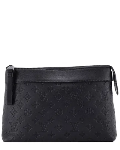 Pre-owned Louis Vuitton Black Souple Monogram Shadow Leather Pochette Voyage (authentic  Pre-loved)