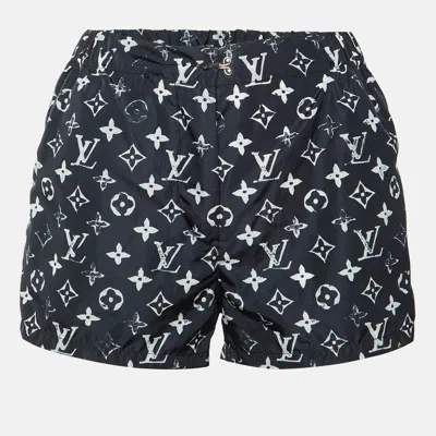 Pre-owned Louis Vuitton Black Stencil Effect Monogram Print Nylon Mini Shorts S