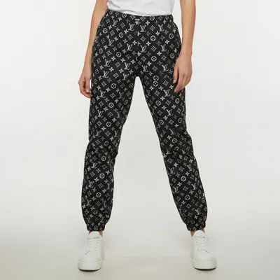 Pre-owned Louis Vuitton Black Stencil Monogram Print Nylon Joggers M
