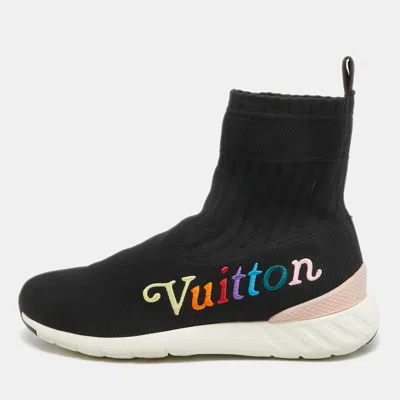 Pre-owned Louis Vuitton Black Stretch Fabric High Top Trainers Size 36.5