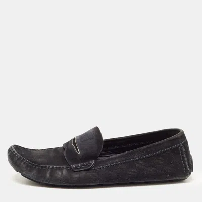 Pre-owned Louis Vuitton Black Suede Monte Carlo Loafers Size 43.5