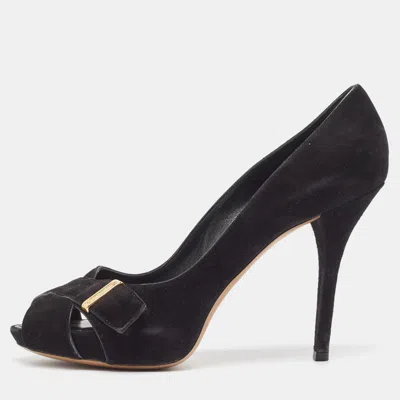 Pre-owned Louis Vuitton Black Suede Passy Pumps Size 39