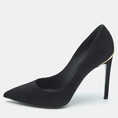 Pre-owned Louis Vuitton Black Suede Pointed Toe Pumps Size 37.5