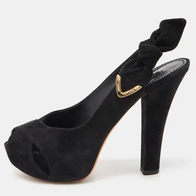 Pre-owned Louis Vuitton Black Suede Tonka Slingback Sandals Size 36.5