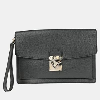 Pre-owned Louis Vuitton Black Taiga Belaia Clutch Bag