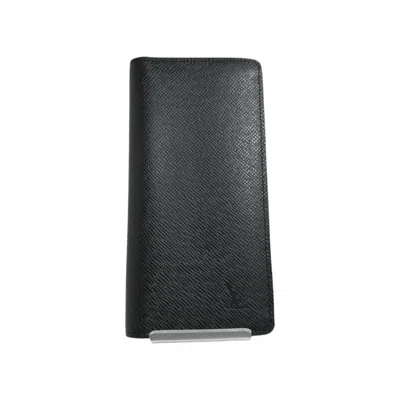 Pre-owned Louis Vuitton Black Taiga Leather Long Wallet (bi-fold) ()