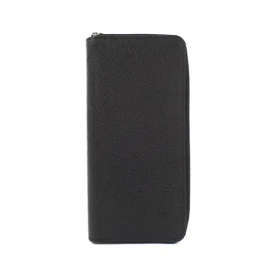 Pre-owned Louis Vuitton Black Taiga Leather Long Wallet (bi-fold) ()