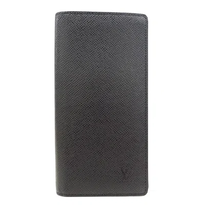 Pre-owned Louis Vuitton Black Taiga Leather Long Wallet (bi-fold) ()