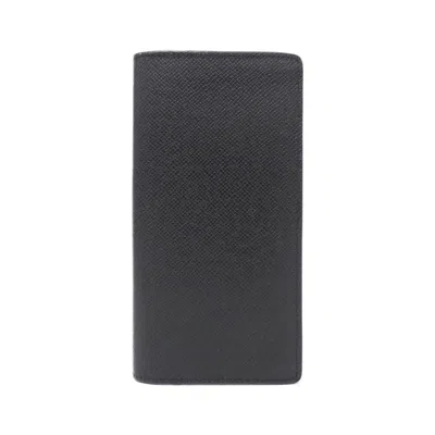 Pre-owned Louis Vuitton Black Taiga Leather Long Wallet (bi-fold) ()