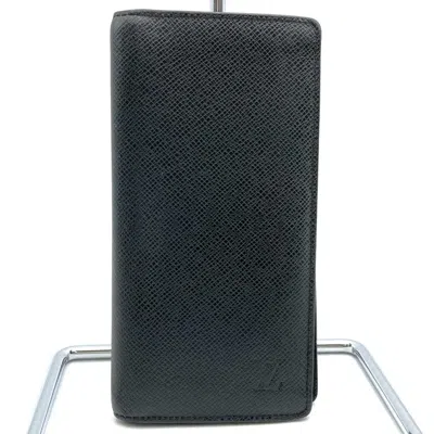 Pre-owned Louis Vuitton Black Taiga Leather Long Wallet (bi-fold) ()