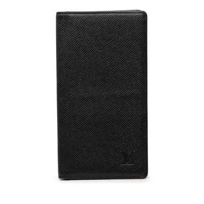 Pre-owned Louis Vuitton Black Taiga Leather Long Wallet (bi-fold) ()