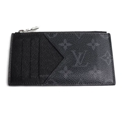 Pre-owned Louis Vuitton Black Taiga Leather Monogram Eclipse Coin Purse/coin Case ()