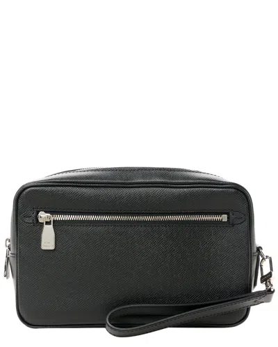 Pre-owned Louis Vuitton Black Taiga Leather Pochette Kasai (authentic Pre-loved)