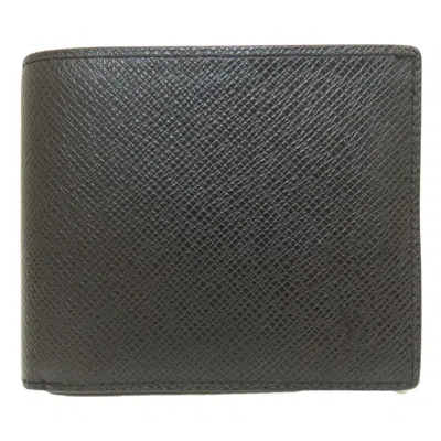 Pre-owned Louis Vuitton Black Taiga Leather Wallet (bi-fold) ()