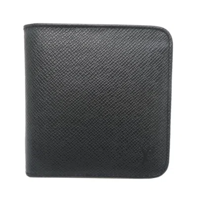 Pre-owned Louis Vuitton Black Taiga Leather Wallet (bi-fold) ()